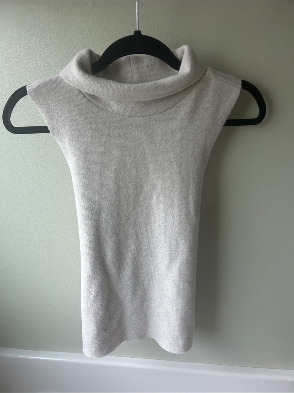 Zara Sleeveless Cowl Neck Sweater Vest in Light Cream